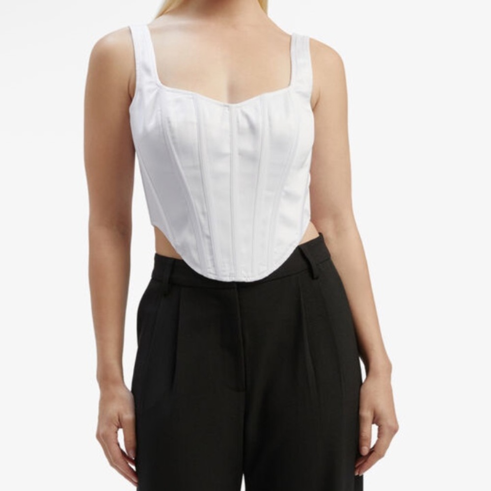 Bardot Satin Corset Bustier Top in Orchid White size US 12 NEW with tags